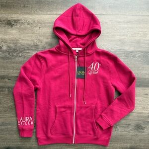 LAURA GELLER NEW YORK 40+ Club Hooded Zip Up Fleece Sweatshirt NWT